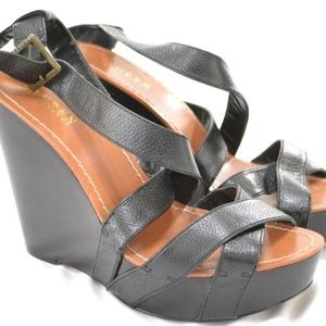 Ralph Lauren Women's Ankle Strap Platform Leather